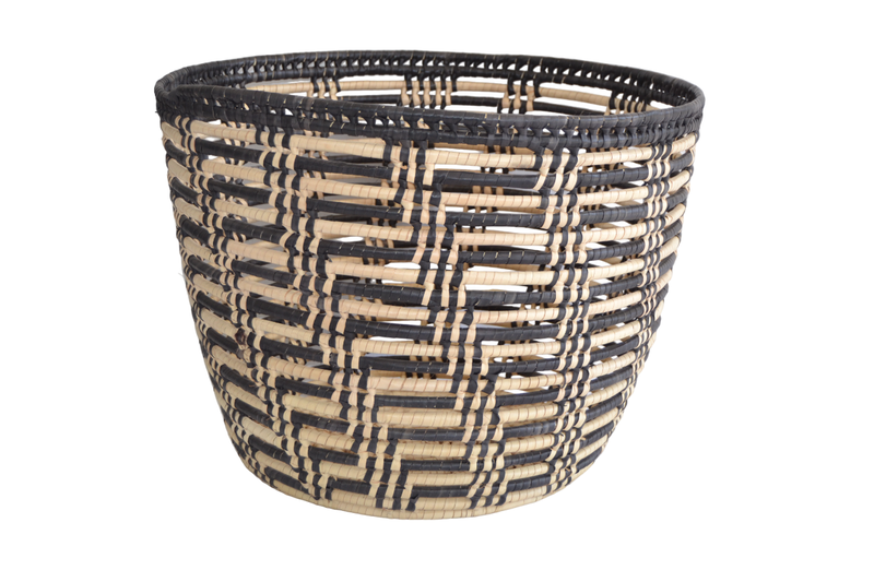 Handmade Handwoven Laundry Baskets - Ilala neutral and black mix