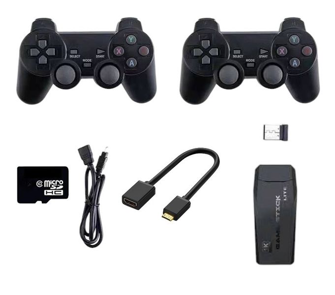 4K Ultra HD Game Stick with 21195 Games, 2 Wireless Controls &amp; 64GB SD Card