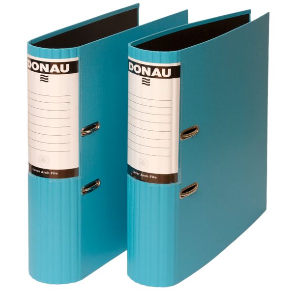 Donau A4 Lever Arch File 75mm PP Round Back - 2 Pack - Sky Blue
