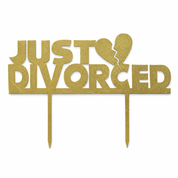 Just Divorced Cake Topper - Bold Celebration Design - 15cm Wide (Gold)