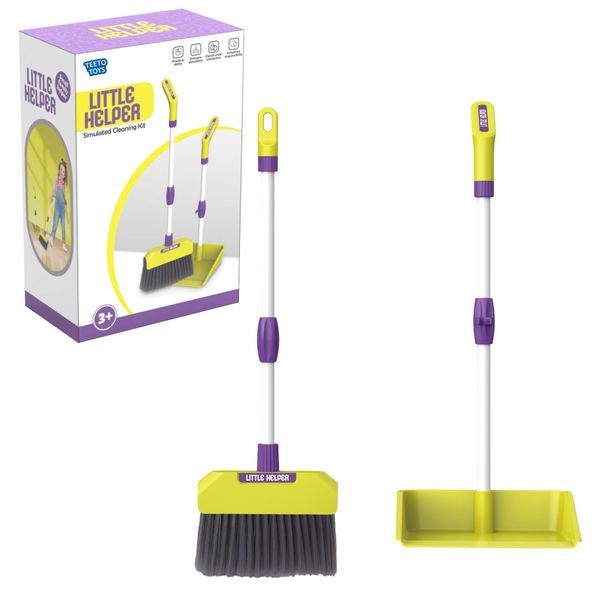 Teeto Toys - Broom and Dustpan Toy Play Set - Cleaning Toy for Kids - Pretend Play