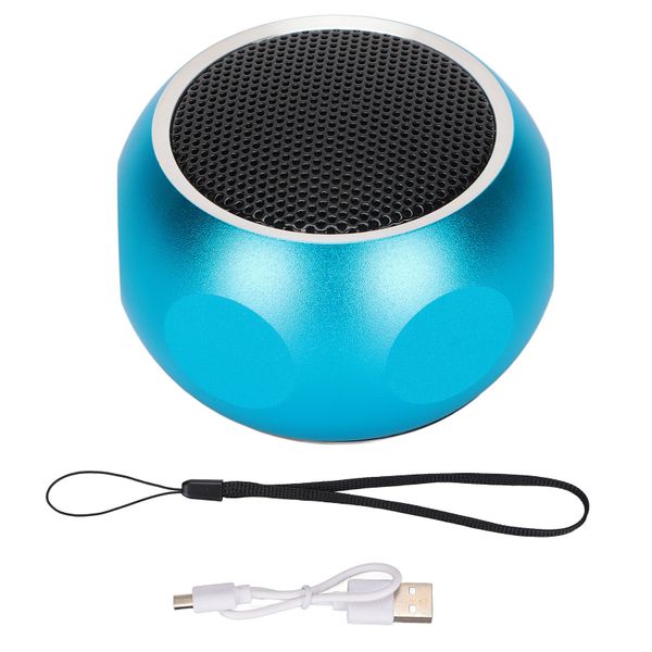 Mini Portable Bluetooth Speaker Cute Tiny Wireless with Lanyard Blue