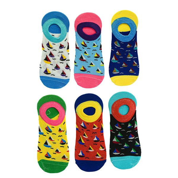 Colorful Ship Design Comfortable Secret Socks-6 Pairs