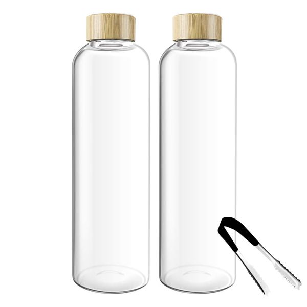 Wide Mouth Reusable Refillable Water Bottles for Juicing 1000ml - 3 Piece Set