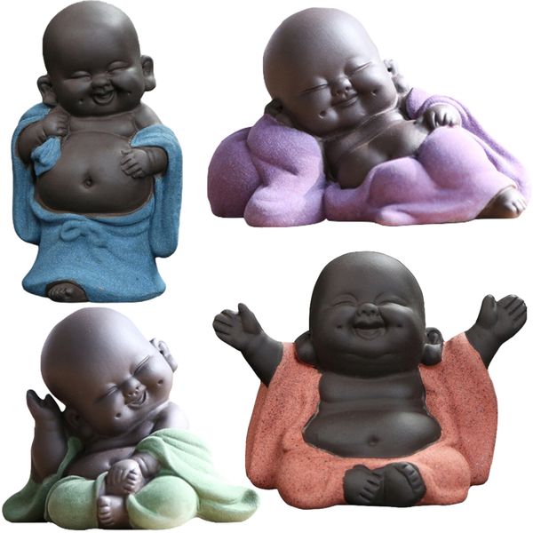 Home Decor Happy Buddha Statues Set of 4 - 9.6cm