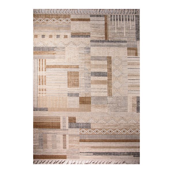 Random Tetris Pattern Beige Rug