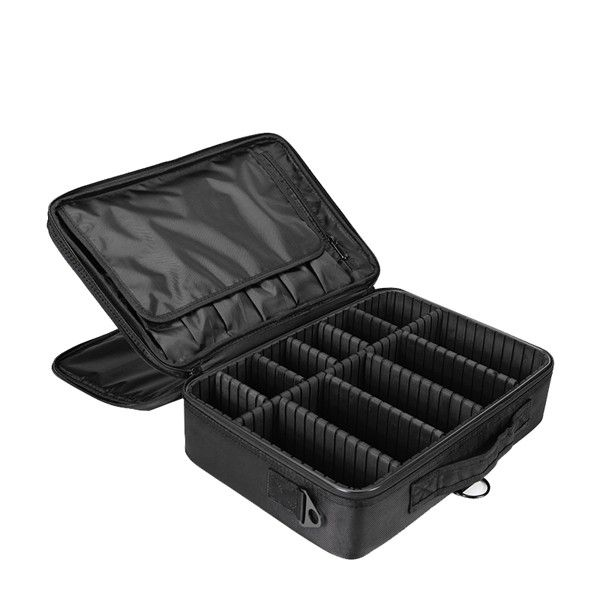 3 Layers Waterproof Makeup Travel Bag Cosmetic Organizer - Black