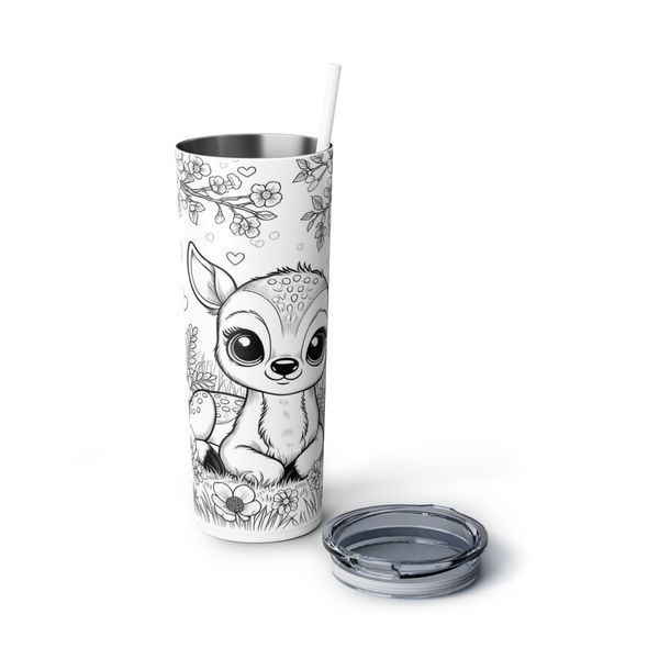 Deer 2 20oz Black &amp; White Stainless Steel Tumbler