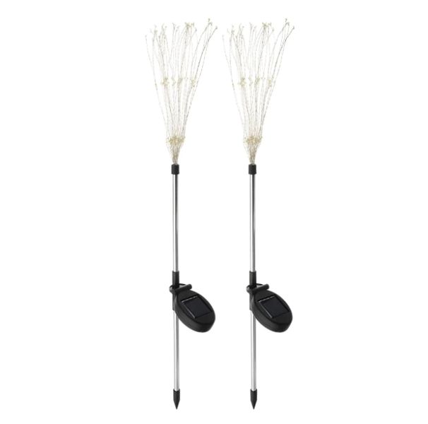 Solar Waterproof LED Firework lights Starburst Lights Garden Stake 2 Piece