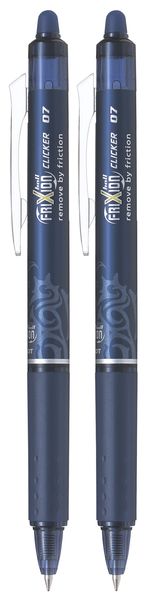 Pilot Frixion Ball Clicker 0.7mm Erasable Pack of 2 - Blue Black