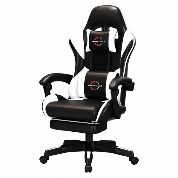 Novogracz RAPTOR - Elite Gaming Chair - Jet BLACK with WHITE Trim