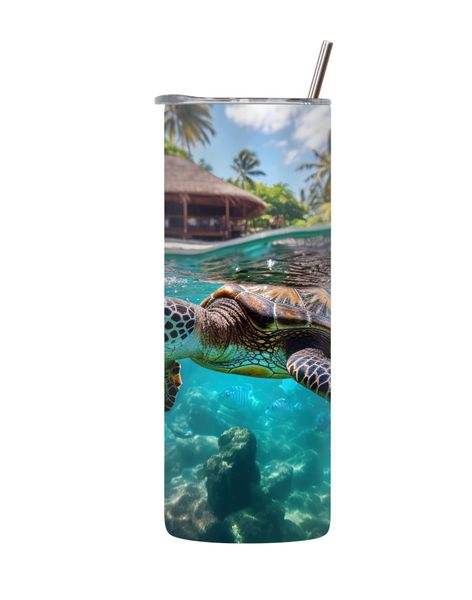 Turtle_10 20 Oz Tumbler with Lid Straw Ocean Graphic Sea Life Gift 172