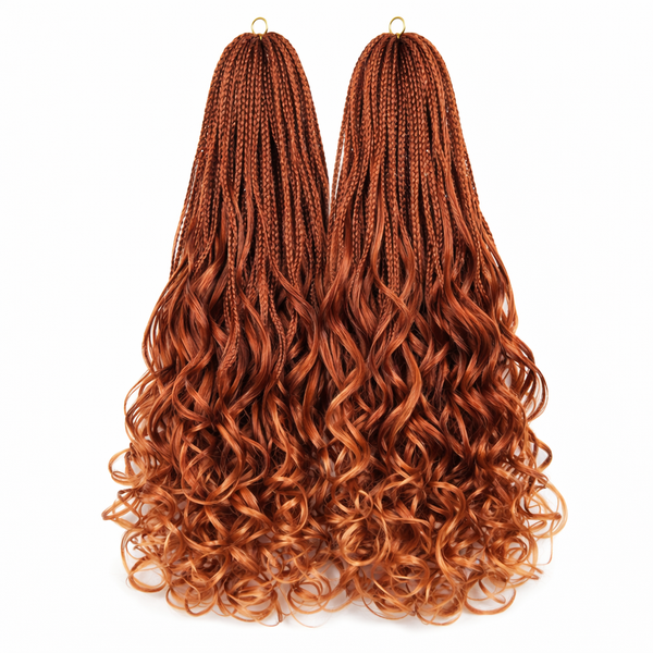 French Curl Braiding Hair Copper Auburn 24 Inch 2 Piece Pack