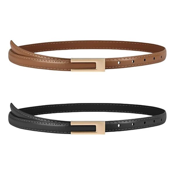 Women's Leather Belt, Adjustable Slim Waist Belt for Women, Thin Belt