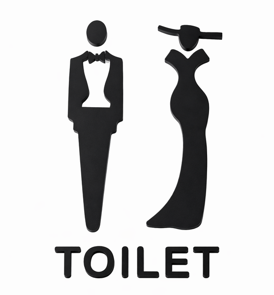 Elegant Male and Female Bathroom Signage Set