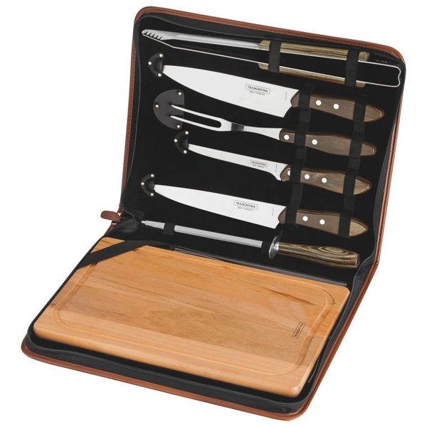 Tramontina 8 Piece Braai Set, Leather Case, Braai Range, Dishwasher Safe