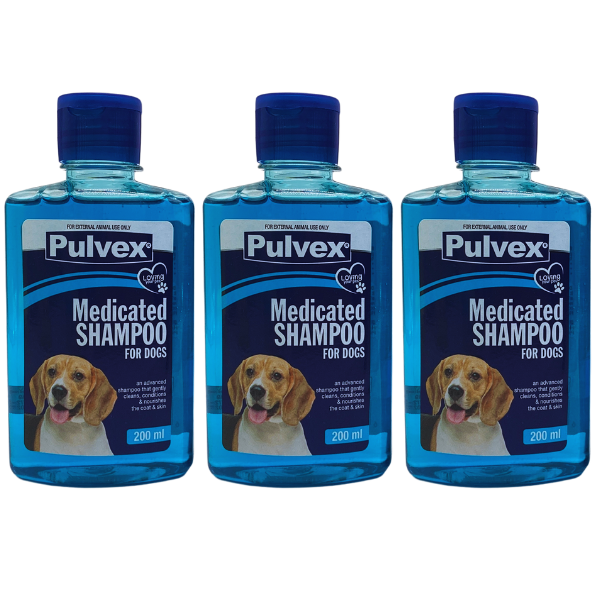 Pulvex Medicated Dog Shampoo 200ml - Pack of 3