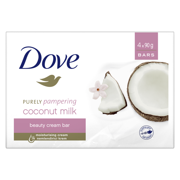Dove Coconut Milk Moisturizing Bar Soap Value Pack 4x90g