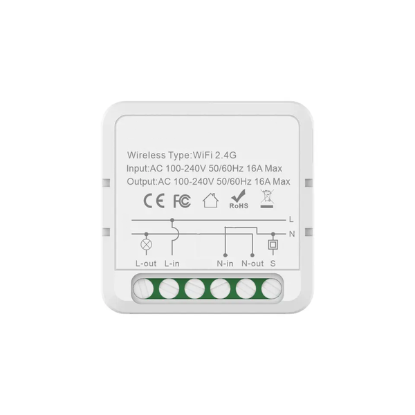 Smart Life Tuya WIFI 1CH 16A 3500W Appliance Mini Switch w/Power Monitoring