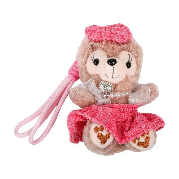 Plush Pink Dress Bear Keychain