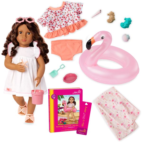 Our Generation 18-Inch Deluxe Doll with Book Gabriela - Dark Brown Hair