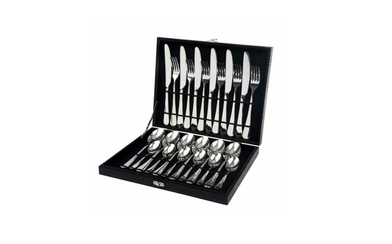 24 Piece Cutlery Kitchen Set In Black Casing