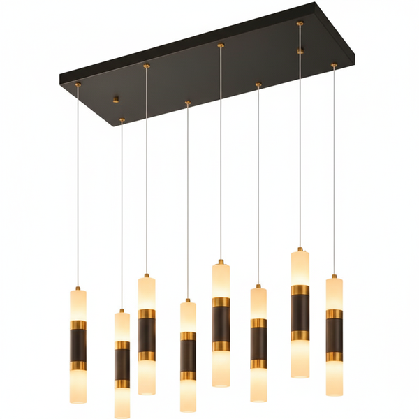 Modern 8W Black 8 Light Pendant With A Touch Of Gold