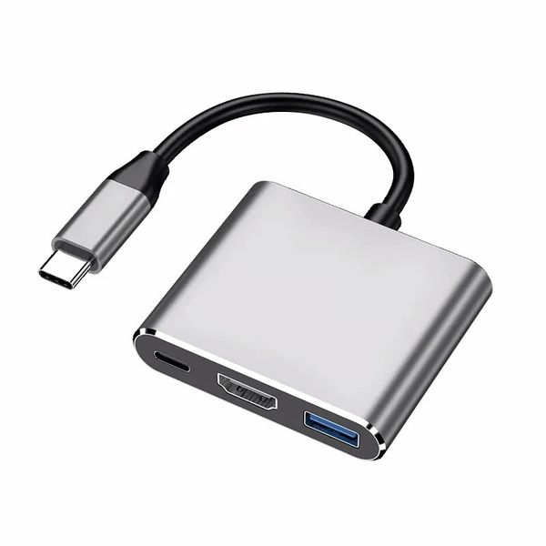 3 In 1 Usb-C Usb Hub Male To Female Hdmi-Compatible 4k Usb Type-C Adapter