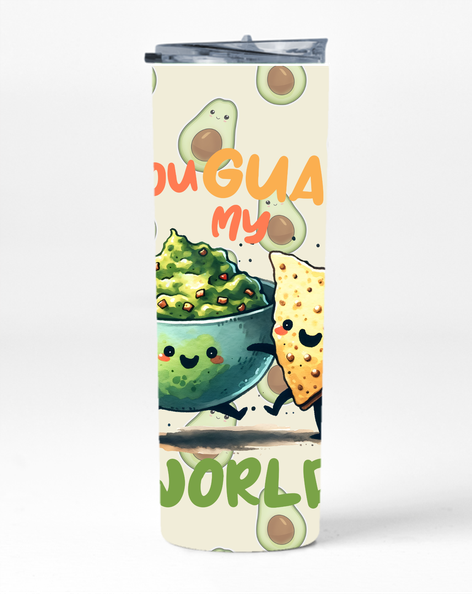 Guac my World 20 Oz Straight Skinny Tumbler Straw Avo Graphic Present 017