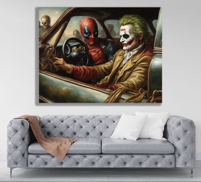 0130 Joker and Deadpool Canvas Wall Art
