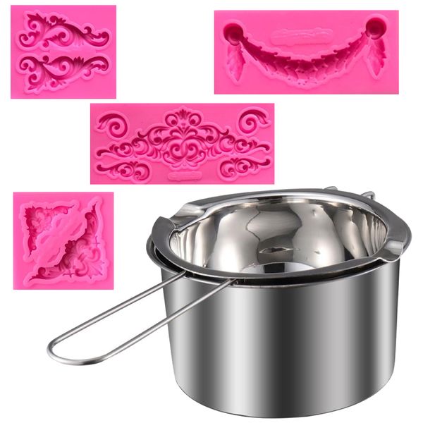 Kitchen Double Boiler With 4 Piece Silicone Chocolate Mould