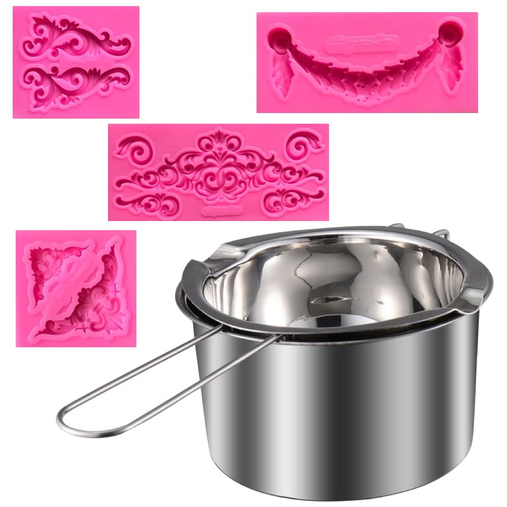 Kitchen Double Boiler With 4 Piece Silicone Chocolate Mould Shop