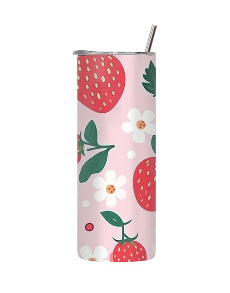 Strawberry 20 Oz Tumbler with Lid and Straw Back To School Graphic Gift 252