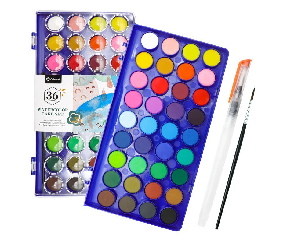 Artecho Watercolor Paint Set in a Plastic Case Student 36 colour