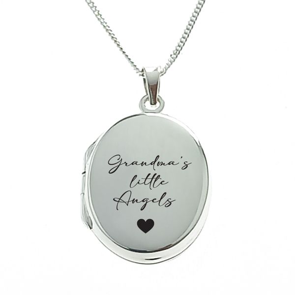 Grandma's Little Angels Sterling Silver Locket with Chain