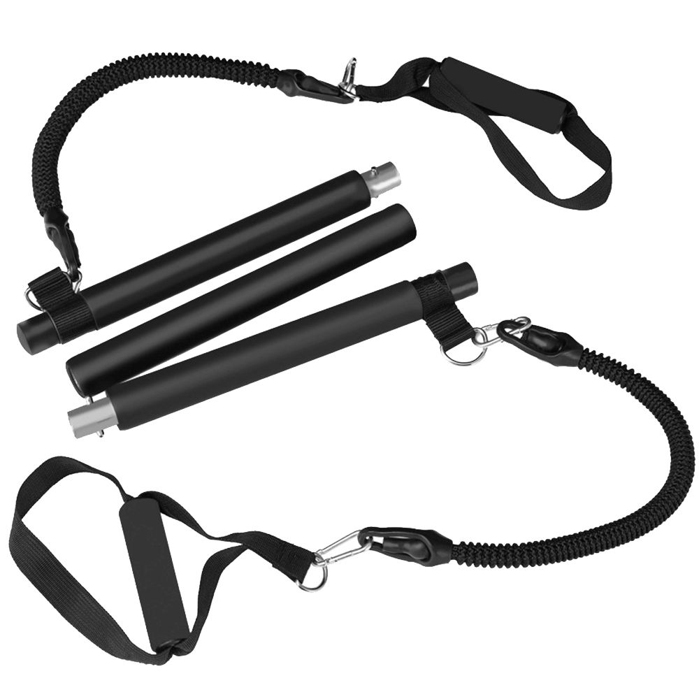 Detachable 3 Sections Fitness Yoga Pilates Bar Stick with Resistance Bands