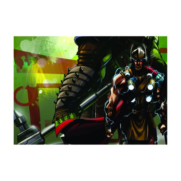 Cartoon Thor Abstract Green - A1 Poster