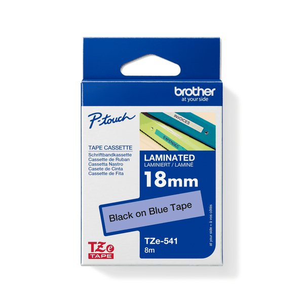 Brother TZe-541 Black on Blue Laminated Tape 18mm