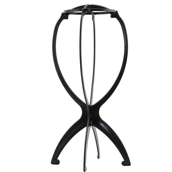 Collapsible Plastic Wig Stand - Black
