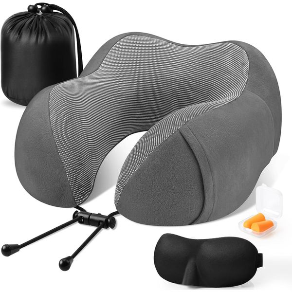 Travel Pillow Memory Foam Neck Pillow Head Support Soft Pillow Set