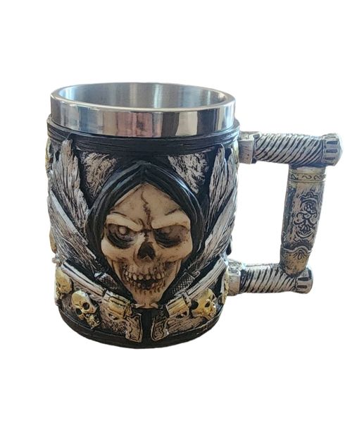 Large 3D Stainless Steel Skull Cup Drinkware Mug