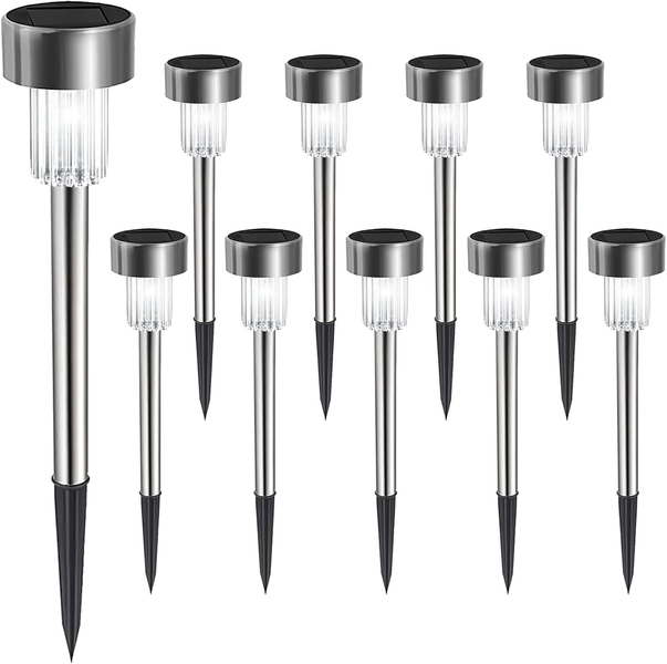 10 Pack LED Waterproof Stainless Steel Garden Lights Solar Powered