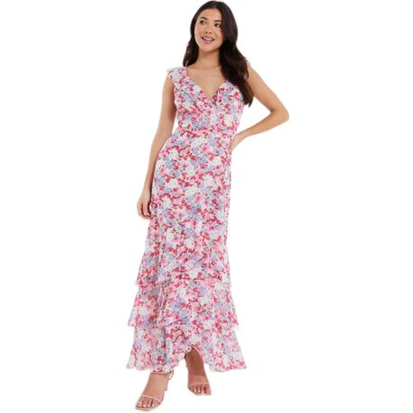 Quiz pink chiffon hot sale maxi dress