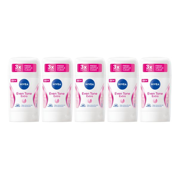 NIVEA Even Tone Extra 48h Anti-Perspirant Stick - 5 x 50ml