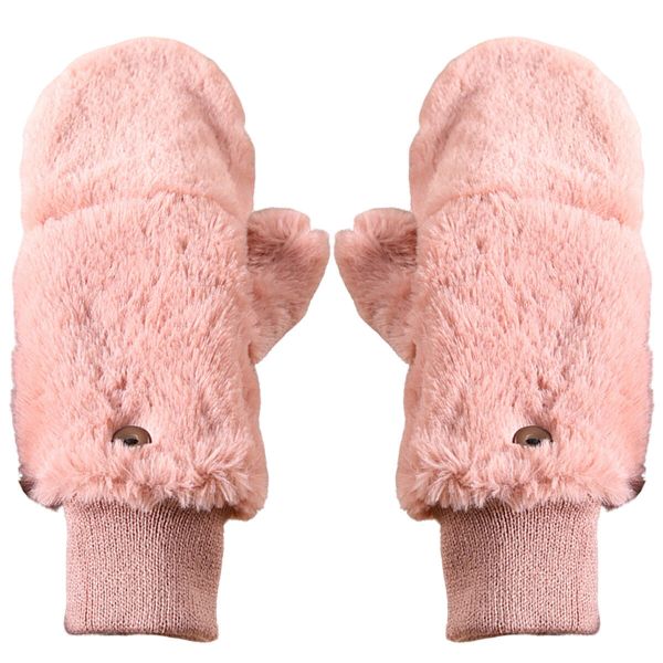 Women Gloves Warm Convertible Flip Top Winter Fingerless Thick Mittens