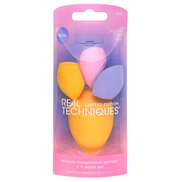 Real Techniques Miracle Complexion Makeup Sponge + 3 Minis Kit, 4 Piece Set