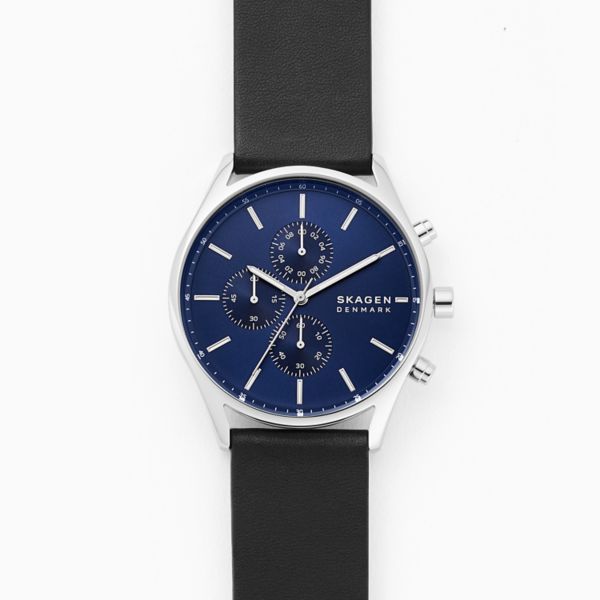 Skagen Holst Black Leather Watch - SKW6606