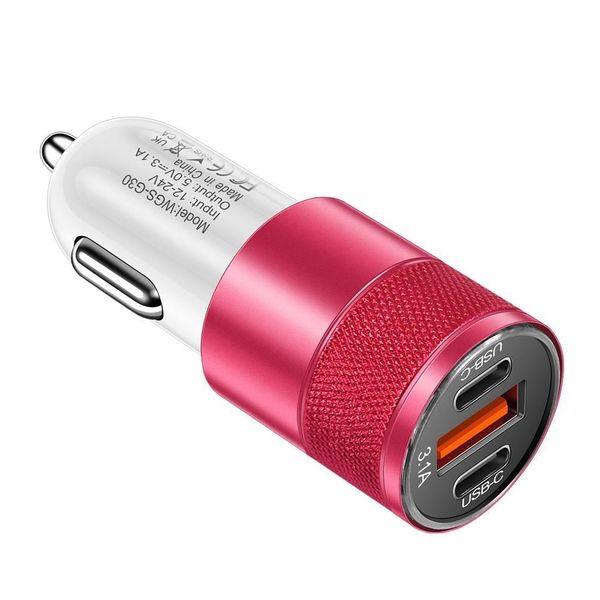 White Rose 3.1A 15W Usb+2Pd Aluminum Car Charger image