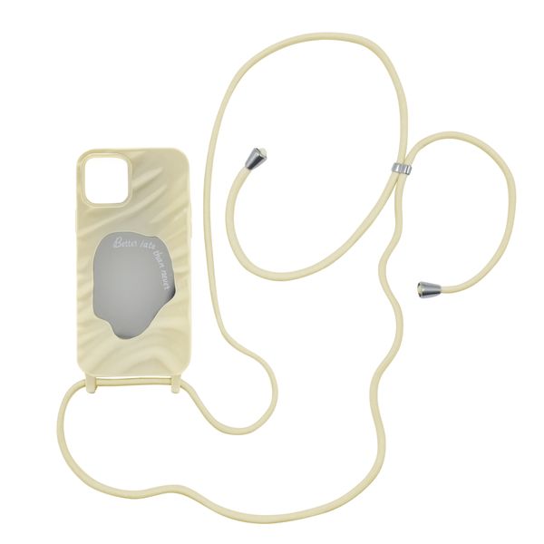 Glossy "Better Late than Never" Mirrored Crossbody Cover for iPhone - Cream