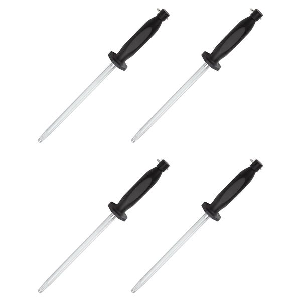 Set Of 4 10-Inch Stainless Steel Knife Sharpener Rods With Ergonomic Handle